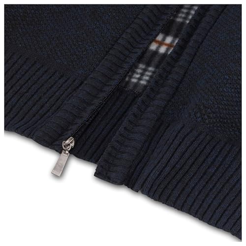 Men's Shawl Collar Cable Knit Cardigan Sweater, Full Zip Sherpa Lined, with Pockets2