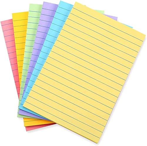 Peeplvalue Self Stick Note Pad 1000 Pcs Sticky Notes of 4X6 Inches neon Color-Size:100X150 mm Ruled Fluorescent Paper Self Adhesive and Removable Sticky Notes
