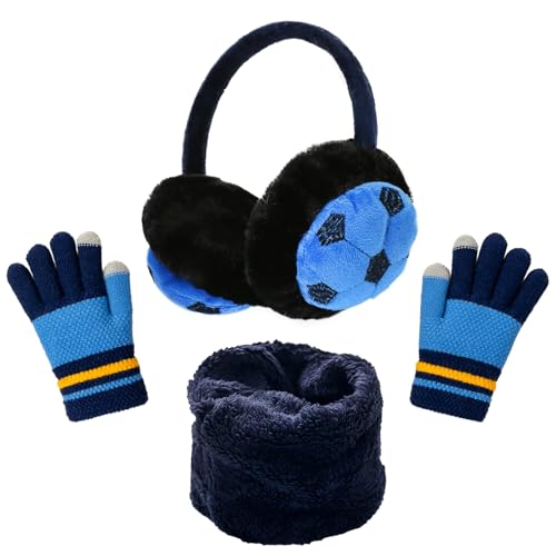 HTTDSLF - HTTDSLF Fluffy Earmuffs - Kids Ear Warmers with Cartoon Football Design for Winter