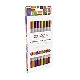 The dual-tipped markers also feature a fine tip and a brush tip