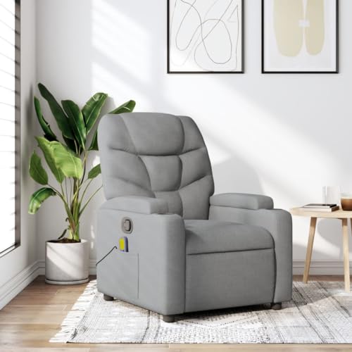 Sillón masaje gris claro tela poliéster madera miniatura 2