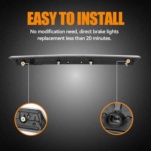 Image of Third 3rd Brake Light LED for 2015-2020 Chevy Tahoe /Suburban, High Mount Rear Brake Lights Assembly for 2016-2019 Suburban 3500HD, Waterproof Center Cab Lamp Stop Light (Black Housing)