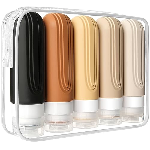 Image of Travel Bottles for Toiletries, 5 Pack TSA Approved Travel Size Containers, 3oz Leak Proof Refillable Travel Accessories for Shampoo Conditioner, BPA Free Travel Bottles with Toiletry Bag