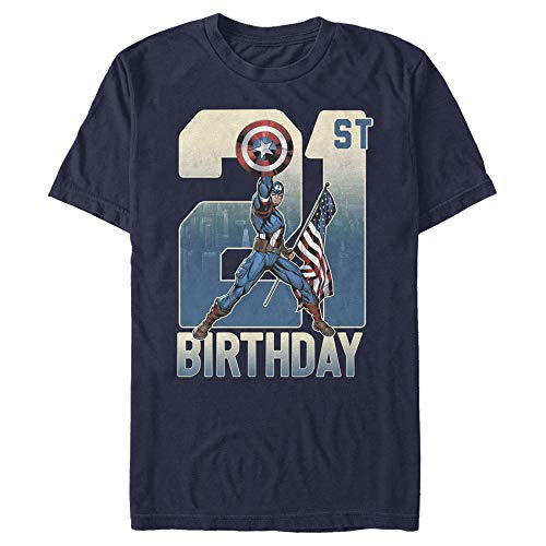 T-shirt Marvel Captain America homme bleu marine XL pour 21e anniversaire