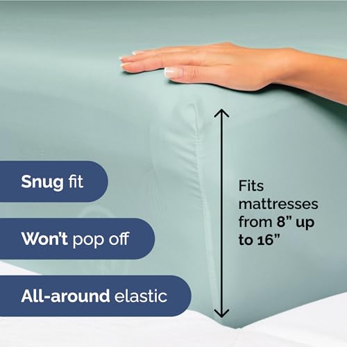 Image of Twin XL Size 3 Piece Sheet Set - Ultra Soft & Cooling Sheets - Light Teal | Fits 8 Inch to 16 inch Mattress, Wrinkle Free & Fade Resistant with Deep Pockets, Breathable, Comfy Hotel Luxury Bedding