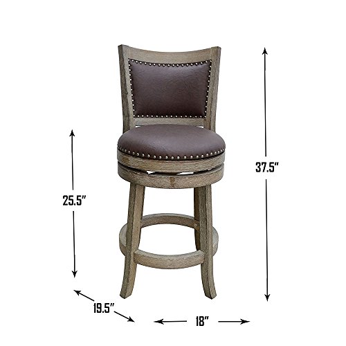 Boraam Cantabria Swivel Stool, 24-Inch, 1-Pack, Weathered-White Wire-Brush And Dark Mocha #TOP1