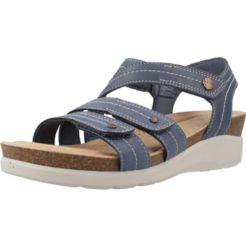 Clarks Calenne Clara, Sandalias con cuña Mujer, Azul Combi, 37.5 EU
