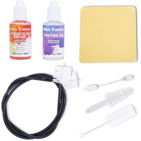 Nan Yante Trumpet Cleaning Kit clean your Trumpet: contains Valve Oil, Tuning Slide Grease, Cleaning Cloth, Valve/Mouthpiece/Flexible brush, etc. -essential for professionals/students/enthusiasts Cover