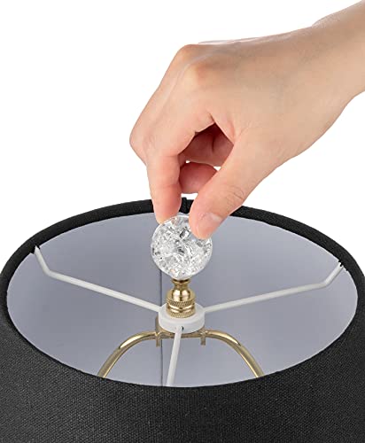 Image of 1 Pack Crystal Lamp Finial Cap with Polished Brass Finish Base - Handmade, Ball Shaped Clear Crackle Glass with Screw Knob Base, Decoration Accessories for Table and Floor Lamp Shade Top