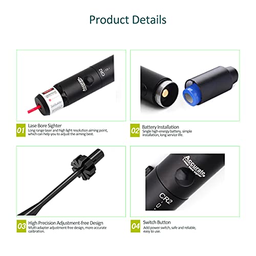 Laser Bore Sight Kit Multiple Calibers, Red Dot Boresighter Set For .177 To 12Ga .78 Caliber Rifle Handgun,12 Adapters Bore Sighter Rifle Scope For Shotgun Pistols Hunting Tools (Upgrade) (Red Dot) #TOP3