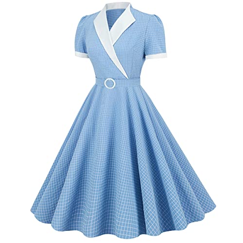 Image of ODIZLI Women's Summer Retro Vintage Sleeveless Floral Polka Dot Print Midi A-line Dress S-2XL