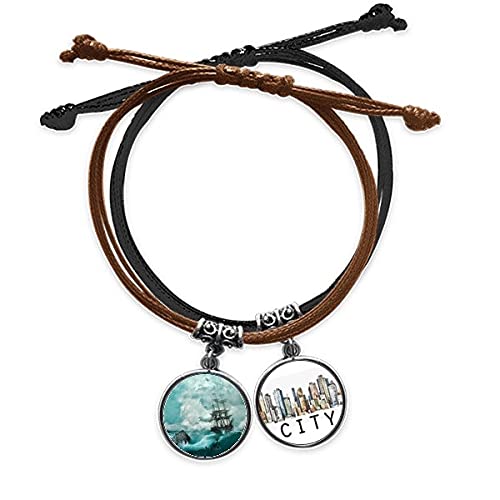 Bracelet corde et cuir l'eau de mer avec photo science nature
