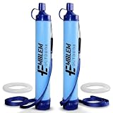 Portable Water Filter Straw, 2 Water Straws to Purify Water When Camping, Hiking, Emergency & Disaster – 0.1 Micron Personal Water Filter...