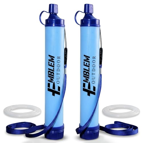 Portable Water Filter Straw, 2 Water Straws to Purify Water When Camping, Hiking, Emergency...