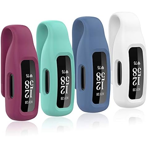 Huadea 4-Pack Clip Case Compatible with Fitbit Inspire 2/Fitbit Inspire 3, Soft Silicone Clip Clasp Accessory Replacement for Fitbit Inspire 2/Inspire 3 (White/Wine Red/Teal/Slate) Cover