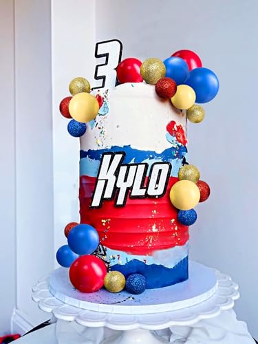 Jevenis JEVENIS-JBHBYDGBJ62 Blue Red Yellow Happy Birthday Cake Topper Mens Birthday Cake Topper Hero Cake Decorations thumb #2