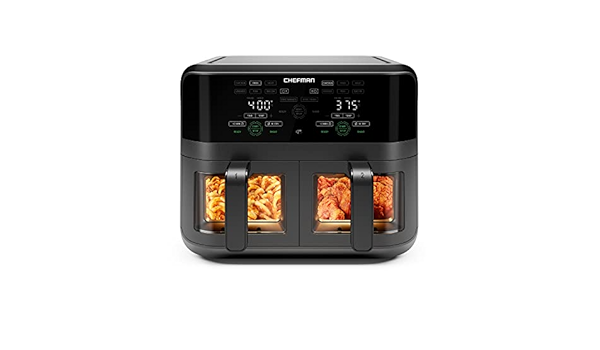 Chefman Square Plastic Air Fryer, with Capacitive Touch Control, 4.5 Quart Double Basket, Viewing Window, Black Chefman Square Plastic Air Fryer, with Capacitive Touch Control, 4.5 Quart Double Basket, Viewing Window, Black