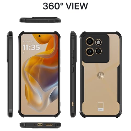 Image of Pikkme Crystal Clear Transparent Back Cover | Ultra Hyrbid | Full Camera Protection | Raised Edge | Bumper Case for Moto Edge 50 Neo 5G (Black)