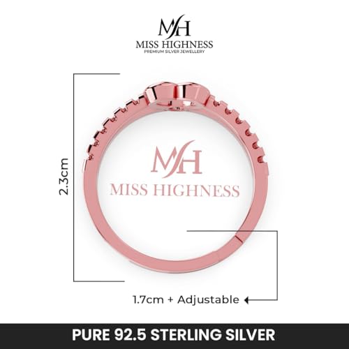 Image of Miss Highness 925 Silver Heart Promise Adjustable Ring for Women and Girls | Minimal Design | Silver Jewellery With Authenticity Certificate | Gift for Girlfriend Wife | Regular Wear Ring,(MHN-R-118)