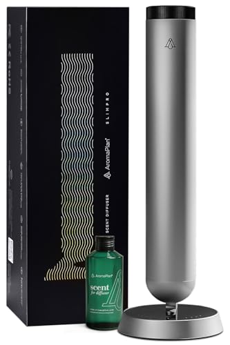 AromaPlan 5-Star Collection Rechargeable Waterless Diffuser (Fragrance Included)- Smart Cold Air Diffuser, Adjust Intensity & Timer, Long Battery Life- Aluminum Body, Luxury Scent Experience, Silver
