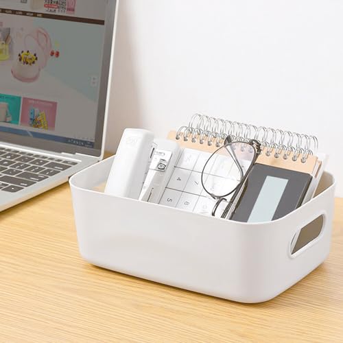 Hwtcjx 12 Piezas Cestas de Almacenaje, Cajas Organizadoras de Plástico con Asas, Cestas Almacenaje, Cesta de Ordenación, Cesta de Almacenamiento para Hogar, Cocina, Baño, 15.5x11x5.5cm (Blanco) - imagen 8