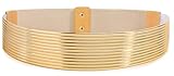 Glamorstar Wide Stretchy Waist Belts Vintage Elastic Belts for Women Dresses Gold 67CM/26IN