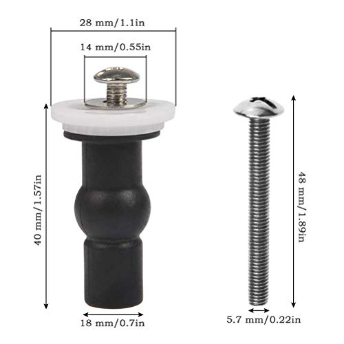 Image of Stainless Steel SS Toilet Seat Cover Hinges, Quick Release Toilet Seat Hinges, Top Fixing Toilet Seat Cover Reparing Screw Set Round Type With Rubber Bush and Screw, White
