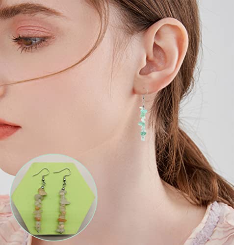 SAMOCO 10 Pairs Natural Stone Beaded Dangle Earrings for Women Colorful Crystal Drop Hook Earrings Chakra Gemstone Chip Earrings Set Meditation Yoga Jewelry4