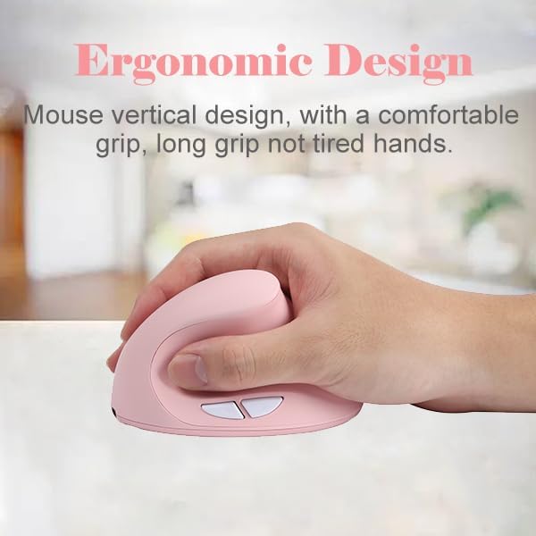 Miniatura 3 de Mouse inalámbrico vertical de 2.4G con receptor USB, 6 botones, diseño vertical ergonómico hacia adelante y hacia atrás, ratones verticales
