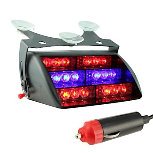 DT MOTO™ Blue Red 18x LED Police Personal Emergency Vehicle Warning Windshield Dash Light - 1 unit