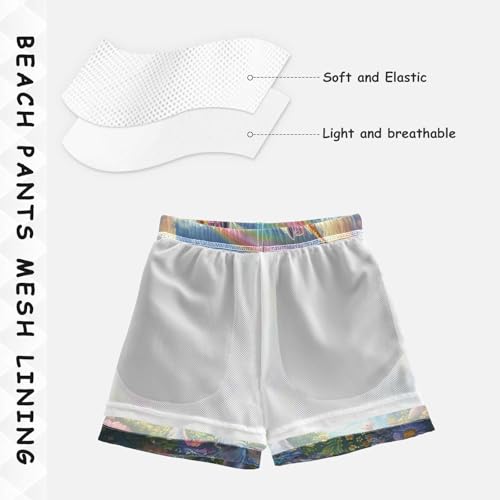 Pigsaly Boys' Swim Board Shorts Unicorn Rainbow Water Boy's Swim Trunks Kids Swimwear M4