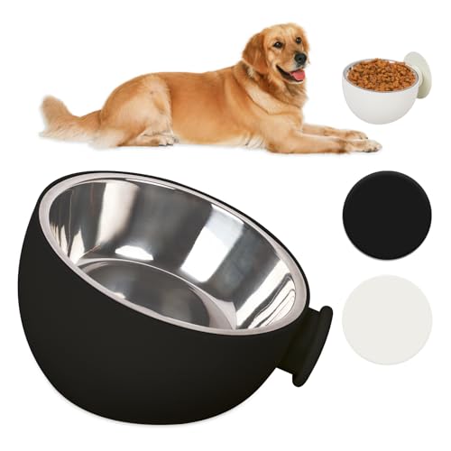 Cuencos en ángulo para alimentación de perros, cuencos para mascotas montados en la pared, cuencos de acero inoxidable antideslizantes, 2 tipos de alimentación, colgantes o en el suelo