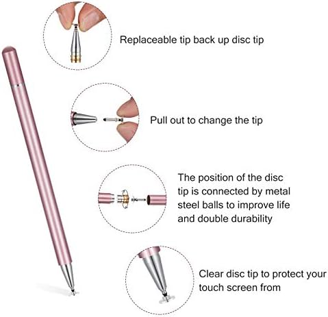 1 Piece Capacitive Stylus Pens for Touch Screens Universal Disc Tip Stylus Pencil Compatible with Most Tablet Ipad Phone Smart Devices (Rose Gold)