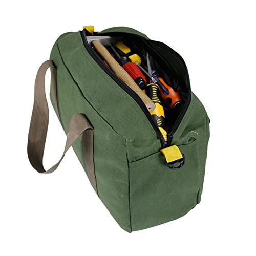 Amamia Oxford Canvas Mouth Tool Bag, Wide Heavy Duty High Capacity Handbag, Metal Hardware Parts Organizer Pouch,Portable Multi-Function Tool Bag For Toolkit Wrenches Screwdrivers Pliers 16Inch #TOP5