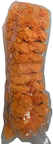 Artificial Marigold Flower Tagetes Garland Phuang Malai Yellow Thai Indian God Worship Total Length 1.75 m Each Side Length 0.87 m