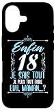 iphone saisie clavier Installation facile Enfin 18 Ans Je Sais Tout Cadeau Anniversaire 18 Fils Coque pour iPhone 17