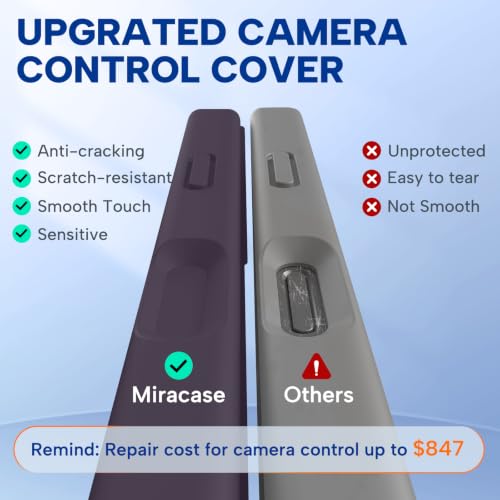 Image of Miracase Magnetic for iPhone 17 Case, Compatible with MagSafe, Integrated Silicone Camera Control Cover, 3.0mm Thicken Shockproof Drop Protection Phone Case for 17,Dark Purple