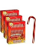 Red Hot Cinnamon Candy Canes | Artificially Flavored Cinnamon Candy Canes Indivially Wrapped Candies | (3 - Pack)