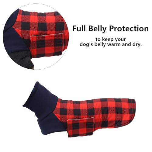 Geyecete Dackel Mantel Winter, Warmer Hunde wintermantel,wasserdichter Hundemantel mit Leinenloch,Hundepullover Hundemantel für kleine Hunde Dackel-Rot-S