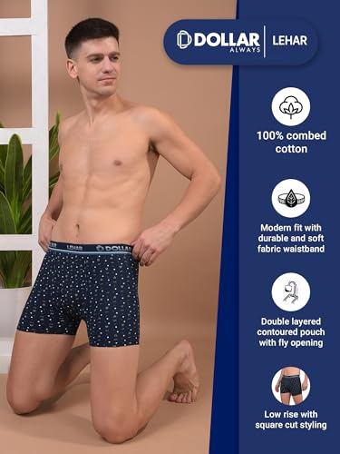 Image of Dollar Lehar Mens Combed Cotton Trunk - Pack of 2 - Actual Print May Vary