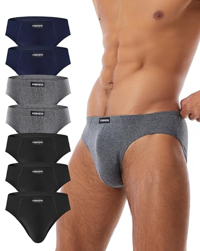 FORVEVO 7er Pack Herren Slips Baumwolle, Atmungsaktive Unterhosen Männer, Klassischer Weich Unterhosen mit Tasche, Stretch, Ohne Etikett(XL,Schwarz&Marine&Grau)
