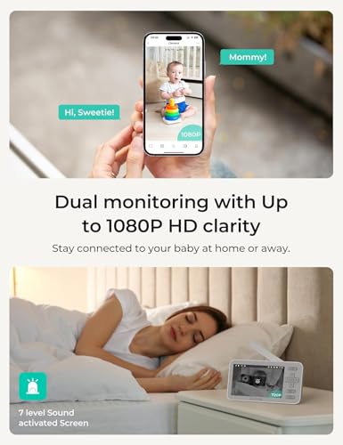 Image of Dr.Care VistaView Lite Smart WiFi Baby Monitor with 2 Cameras- 4 inch 720P Split Screen & 1080P Camera App Control, Motion Alerts, Night Vision, 3000mAh Battery, 2-Way Talk, Triple Security, 1000ft Range
