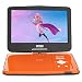 COOAU Portable DVD Player 12.5", Bright Swivel Screen, 5 Hrs Play Battery Capacity, Shock Proof, Dual Headset Ports, Multi Formats & Regions, with Remote Controller, USB/SD/Audio/AVout, Orange