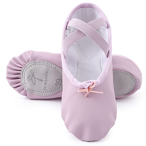 PLIKSUVER Scarpette Danza Classica in Pelle Scarpe da Ballerina con Suola Divisa Ginnastica Ballo Pantofole per Ragazze Bambini e Donna