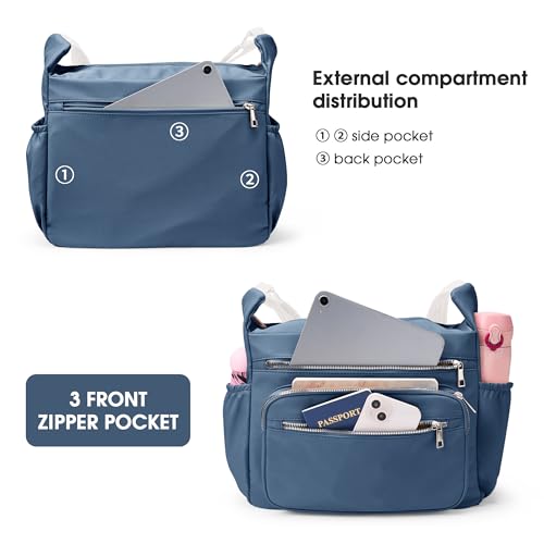 Fancy Forest Crossbody Purse for Women,Roomy Nylon Tote, Secure Zipper Work/Daily Bag, Lightweight Waterproof with 9 Pockets4