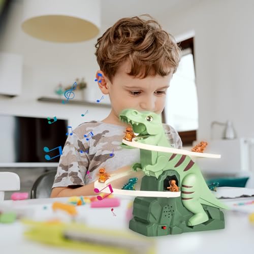 Image of Dinosaur Chasing Race Track, Dinosaur Climbing Slide Music Toy with Music and Light, Electric Dinosaur Climbing Slide Music Toy Chasing Race, Electric Race Track Game Fun Track Slide