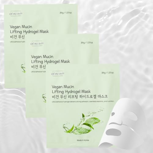 Máscara facial coreana de hidrogel de elevação VeganMucin 3 EA, m...
