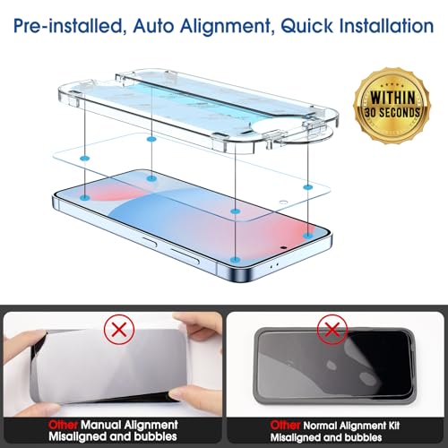 amFilm Auto-Alignment OneTouch for Samsung Galaxy S24 FE 6.7'' Screen Protector + Camera Lens Protector,Tempered Glass,30 seconds Installation, Bubble Free, Case Friendly, Anti-Scratch [2+2 Pack] - Thumbnail 3