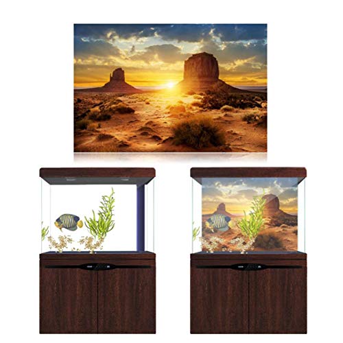 Sonne und Wüste Stil Aquarium Poster Verdicken PVC Adhesive Terrarium Hintergrund Statisch Haftenden Tapetenaufkleber [61 * 41cm] Wandtattoos & Wandbilder