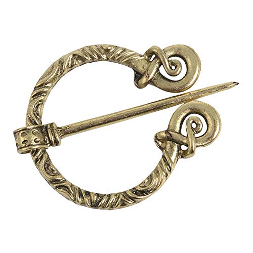 Pistro Broche à boucle Viking pour écharpe, châle, pull, décoration de costume en cuivre antique
